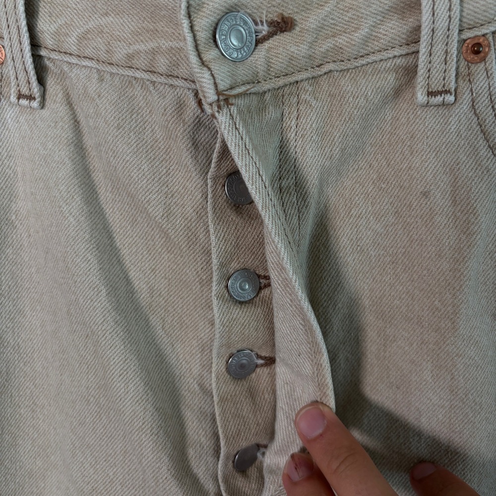Levis 501 Mens Tan Sand Denim Jeans Straight Leg Button Fly Made in USA 36x34 - Picture 2 of 8